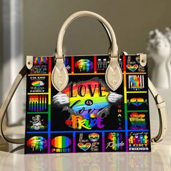 Women Handbag Fashion Brand Love Pride Flag Design Women's Bag High Quality LGBT Leather