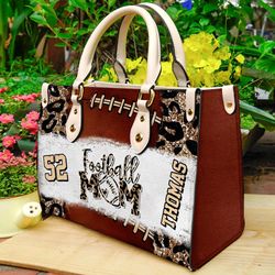 Football Mom, Personalized Leather Bag, Gifts For Football Mom
