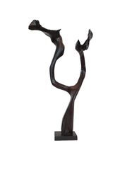 Modern abstract sculpture "Life whirlwind". Tall driftwood sculpture on stand. 26,37/ 10,23/9,05 inch. Best gift!