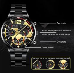 Luxury Fashion Mens Watches Stainless Steel Quartz Wristwatch Calendar Luminous Clock