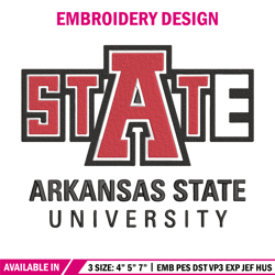 Arkansas State logo embroidery design, Sport embroidery, logo sport embroidery, Embroidery design, NCAA embroidery