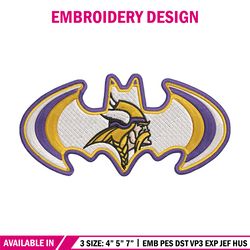 Batman Symbol Minnesota Vikings embroidery design, Minnesota Vikings embroidery, NFL embroidery, logo sport embroidery