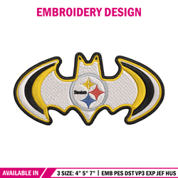 Batman Symbol Pittsburgh Steelers embroidery design, Pittsburgh Steelers embroidery, NFL embroidery, sport embroidery