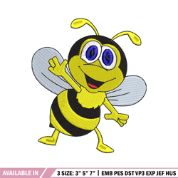 Bee cartoon embroidery design, Bee embroidery, Embroidery file, Embroidery shirt, Emb design, Digital download