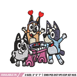 Bluey And Friends Happy Birthday Embroidery, Cartoon Embroidery, Disney Embroidery