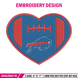 Buffalo bills Heart embroidery design, Bills embroidery, NFL embroidery, logo sport embroidery, embroidery design