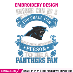 Carolina Panthers Fan embroidery design, Panthers embroidery, NFL embroidery, sport embroidery, embroidery design