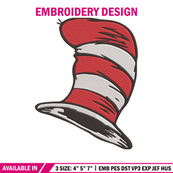 cat in the hat embroidery design, dr seuss embroidery, embroidery file, embroidery design, digital download