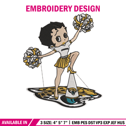 Cheer Betty Boop Jacksonville Jaguars embroidery design, Jaguars embroidery, NFL embroidery, logo sport embroidery