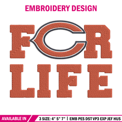 Chicago Bears For Life embroidery design, Bears embroidery, NFL embroidery, sport embroidery, embroidery design