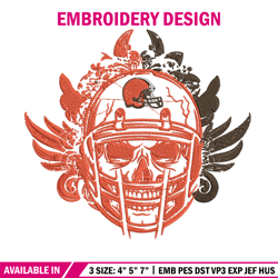 Cleveland Browns Skull Helmet embroidery design, Browns embroidery, NFL embroidery, sport embroidery, embroidery design