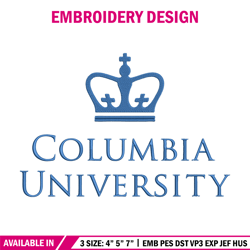 Columbia University logo embroidery design, Sport embroidery, logo sport embroidery, Embroidery design,NCAA embroidery