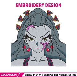 Daki face Embroidery Design, Demon slayer Embroidery, Embroidery File, Anime Embroidery, Anime shirt, Digital download