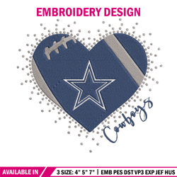 Dallas Cowboys Heart embroidery design, Dallas Cowboys embroidery, NFL embroidery, sport embroidery, embroidery design