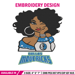 Dallas Mavericks girl embroidery design, NBA embroidery, Sport embroidery, Embroidery design, Logo sport embroidery