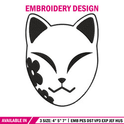 Demon Slayer mask Embroidery Design, Demon slayer Embroidery, Embroidery File, Anime Embroidery, Digital download