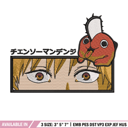 Denji eyes embroidery design, Chainsaw embroidery, Anime design, Embroidery shirt
