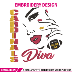 Diva Arizona Cardinals embroidery design, Cardinals embroidery, NFL embroidery, sport embroidery, embroidery design