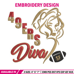 Diva San Francisco 49ers embroidery design, 49ers embroidery, NFL embroidery, sport embroidery, embroidery design