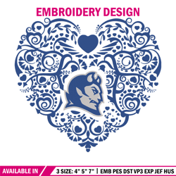 Duke Blue Devils heart embroidery design, Sport embroidery, logo sport embroidery, Embroidery design,NCAA embroidery