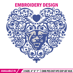Georgia State heart  embroidery design, NCAA embroidery, Sport embroidery, Embroidery design, Logo sport embroidery