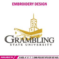Grambling State logo embroidery design, NCAA embroidery, Sport embroidery,Logo sport embroidery,Embroidery design