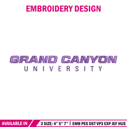 Grand Canyon University logo embroidery design, NCAA embroidery,Sport embroidery,Logo sport embroidery,Embroidery design