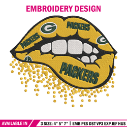 Green Bay Packers dripping lips embroidery design, Green Bay Packers embroidery, NFL embroidery, logo sport embroidery