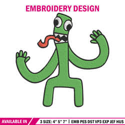 Green Rainbow Embroidery Design, Rainbow Friends Embroidery, Embroidery File, Anime Embroidery, Digital download