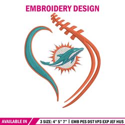 Heart Miami Dolphins embroidery design, Miami Dolphins embroidery, NFL embroidery, sport embroidery, embroidery design
