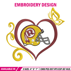 Heart Washington Redskins embroidery design,  Redskins embroidery, NFL embroidery, sport embroidery, embroidery design