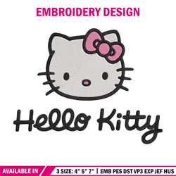 Hello Kitty logo Embroidery Design, Hello kitty Embroidery, Embroidery File, Anime Embroidery, Digital download