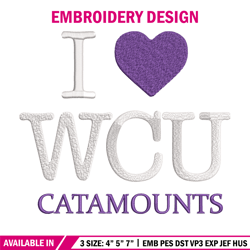 I love Western Carolina embroidery design, NCAA embroidery, Embroidery design, Logo sport embroidery, Sport embroidery
