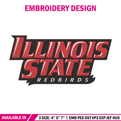 Illinois State logo embroidery design, NCAA embroidery, Embroidery design, Logo sport embroidery, Sport embroidery