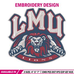 Loyola Marymount logo embroidery design, NCAA embroidery, Sport embroidery, Embroidery design, Logo sport embroidery