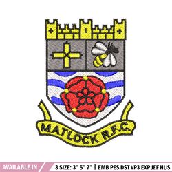 Matlock Rugby Club embroidery design, Matlock Rugby Club embroidery, logo design, Embroidery file, Instant download