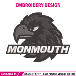 Monmouth Hawks logo embroidery design, Sport embroidery, logo sport embroidery,Embroidery design, NCAA embroidery