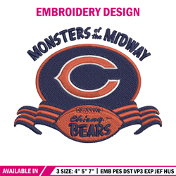 monsters of the midway chicago bears embroidery design, chicago bears embroidery, nfl embroidery, logo sport embroidery