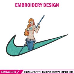 Nami x nike Embroidery Design, One piece Embroidery, Embroidery File, Nike Embroidery, Anime shirt, Digital download