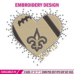 New Orleans Saints Heart embroidery design, New Orleans Saints embroidery, NFL embroidery, logo sport embroidery (2)