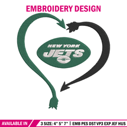 New York Jets heart embroidery design, New York Jets embroidery, NFL embroidery, sport embroidery, embroidery design (2
