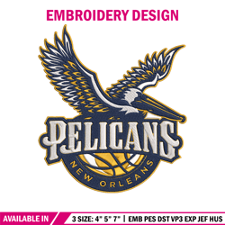 Orleans Pelicans design embroidery design, NBA embroidery, Sport embroidery,Embroidery design, Logo sport embroidery