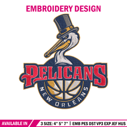 Orleans Pelicans logo embroidery design, NBA embroidery, Sport embroidery, Logo sport embroidery, Embroidery design