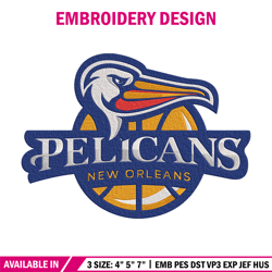 Orleans Pelicans logo embroidery design,NBA embroidery,Sport embroidery,Embroidery design,Logo sport embroidery