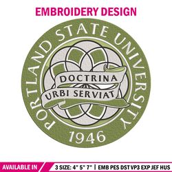 Portland State logo embroidery design, NCAA embroidery, Sport embroidery, logo sport embroidery,Embroidery design