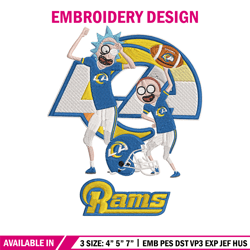 Rick and Morty Los Angeles Rams embroidery design, Los Angeles Rams embroidery, NFL embroidery, logo sport embroidery