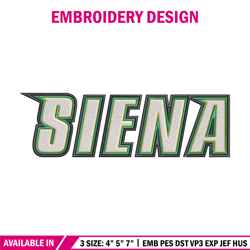 Siena College logo embroidery design, NCAA embroidery, Embroidery design,Logo sport embroidery,Sport embroidery