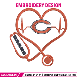 stethoscope chicago bears embroidery design, bears embroidery, nfl embroidery, sport embroidery, embroidery design