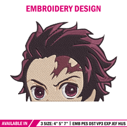 Tanjiro Peeker Embroidery Design, Demon slayer Embroidery, Embroidery File, Anime Embroidery, Digital download