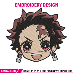 Tanjiro sticker Embroidery Design, Demon slayer Embroidery, Embroidery File, Anime Embroidery, Digital download